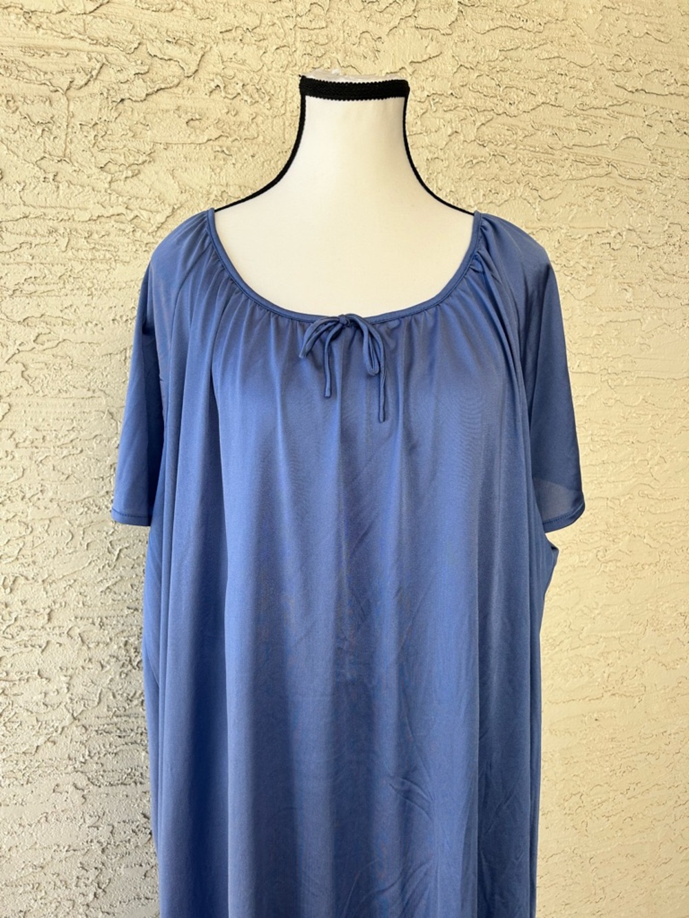 Blue vintage Women's Peasant Neck Short Sleeve nightgown